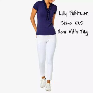 Lilly Pulitzer Short Sleeve Polo Top Navy Size XXS New With Tag